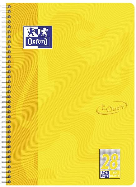 Oxford Collegeblock Touch LIN 28 - A4+, 80 Blatt, 90 g/qm, sonnengelb, 400086495