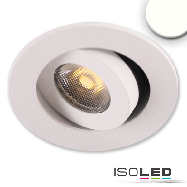 ISOLED LED Einbauleuchte MiniAMP weiß, 3W, 24V DC, neutralweiß, dimmbar, 114471