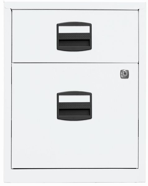 Bisley mobiler Beistellschrank PFA, 1 Universalschublade, 1 HR-Schublade, verkehrsweiß, PFAM1S1F696
