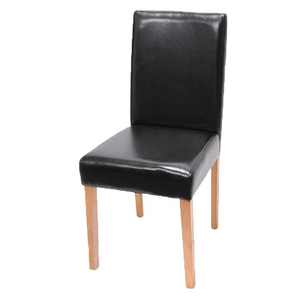 Mendler Esszimmerstuhl Littau, Küchenstuhl Stuhl, Kunstleder, schwarz, helle Beine, 74379