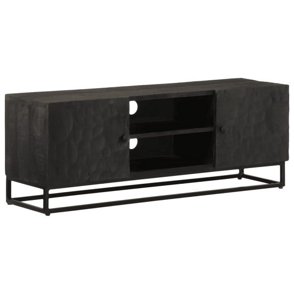 vidaXL TV-Schrank Schwarz 110x30x40 cm Massivholz Mango und Eisen, 372007