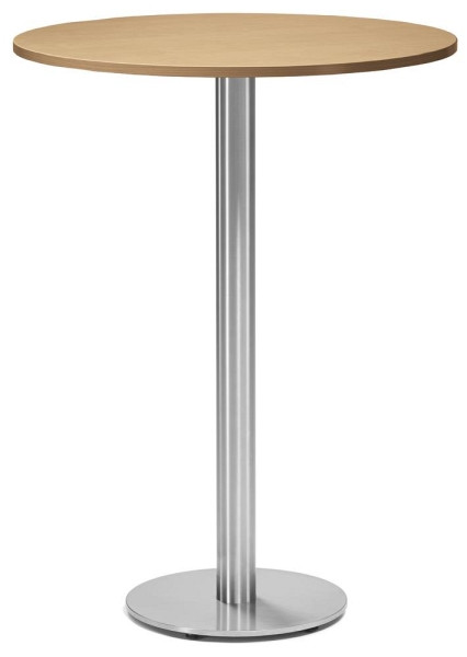 Deskin Cafeteria-/Stehtischsystem PARMA rund, Gestell Edelstahl, Platte Holzdekor Buche, 287717