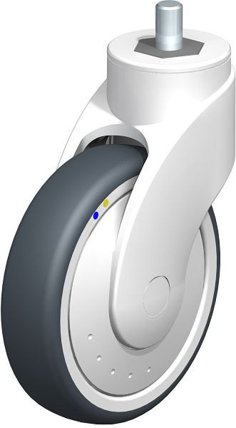Blickle LWKXE-TPA 126XK-ELS-FK-GSX12 Kunststoff-Lenkrolle WAVE, rostfrei, mit Gewindestift, Thermoplastisches Gummi-Elastomer, Grau, 752334