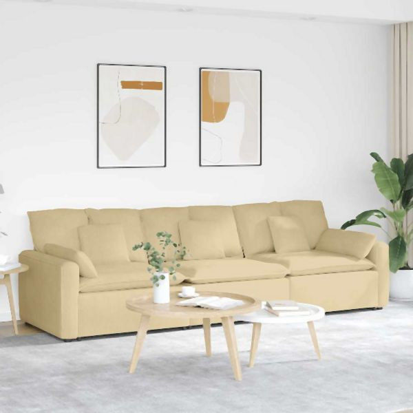 vidaXL Modulares Sofa mit Kissen Hellgrün Grau, 3321111
