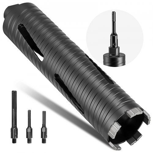 VEVOR Trocken-Diamantkernbohrer 64 mm x 241 mm, M16, mit 3 Adaptern & Pilotbohrer für Stahlbeton/Ziegel/Mauerwerk, QXZT1JM162121AYK2001V0