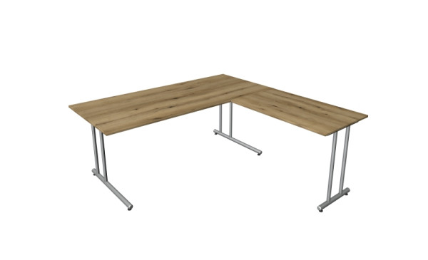 Kerkmann Winkelarbeitsplatz start-up, aus Schreibtisch B 1800 x T 800 x H 750 mm und Anbautisch 1000 x 600 x 750 mm, Eiche, (Montage), 11436655-1