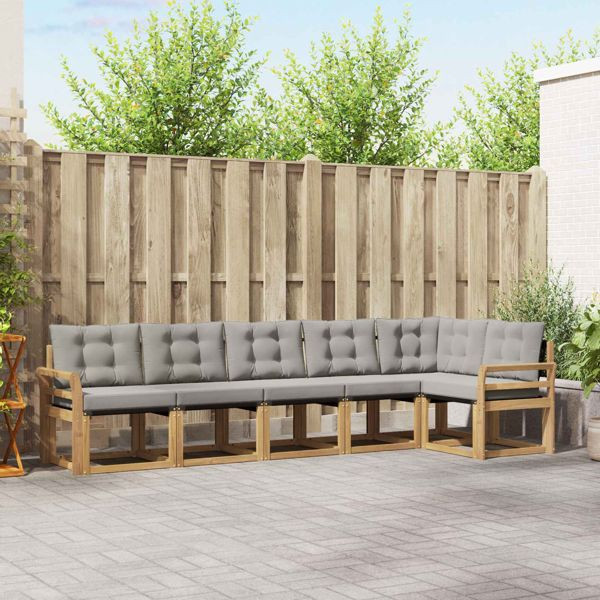 vidaXL Outdoor-Sofagarnitur mit Kissen 6-teilig Weiß und Hellgrau, 3389525