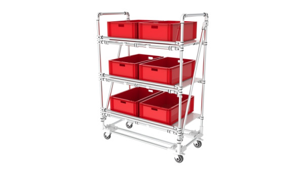 TRILOGIQ Mobiles Regal mit 3 Ebenen, 1140 x 600 x 1580 mm, 20856-02