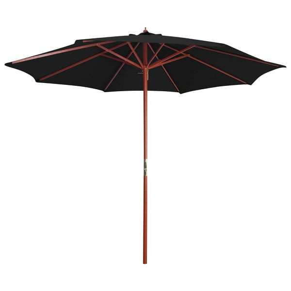 vidaXL Sonnenschirm mit Holz-Mast 300 x 258 cm Schwarz, 47124