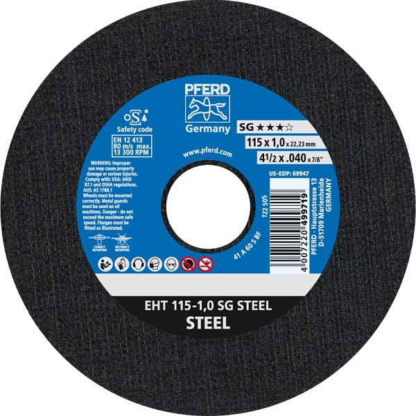 Pferd Trennscheibe EHT 115-1,0 SG STEEL, VE: 25 Stück, 61340382