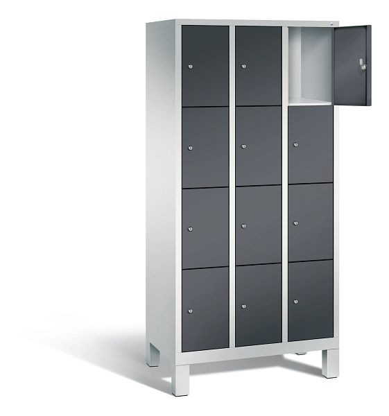 C+P Schließfachschrank Evolo, H1850xB900xT500mm, Farbe: Lichtgrau / Schwarzgrau, 48010-304 S10056