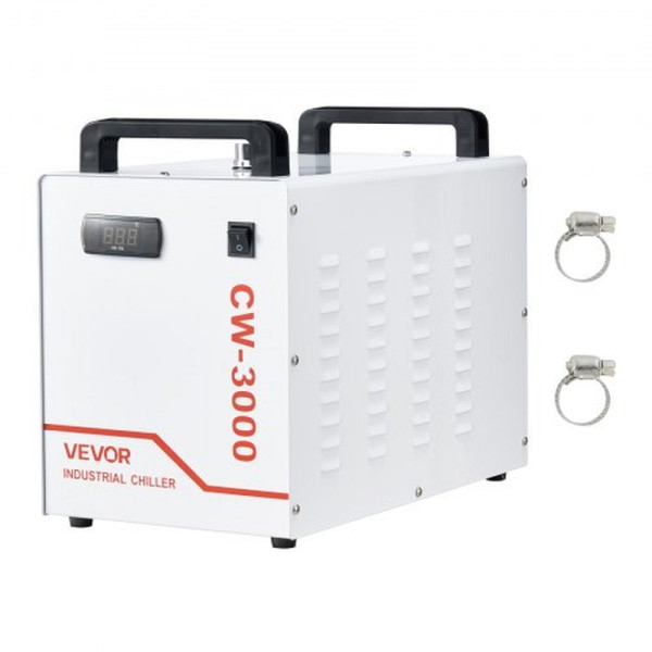 VEVOR Industrieller Wasserkühler CW-3000, 9L Tank, 10 L/min Durchfluss, für Lasergravur- & Schneidmaschinen, WYSJXGYLSJ9LDS5SK001V2