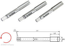 BAER HSSG Handgewindebohrer 3-teilig Satz M 16 x 2,0 - LINKS, 110302009