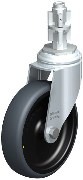 Blickle LKRA-TPA 126G-11-ELS-E14 Apparate-Lenkrolle mit Rückenloch, Thermoplastisches Gummi-Elastomer, Grau, 680157