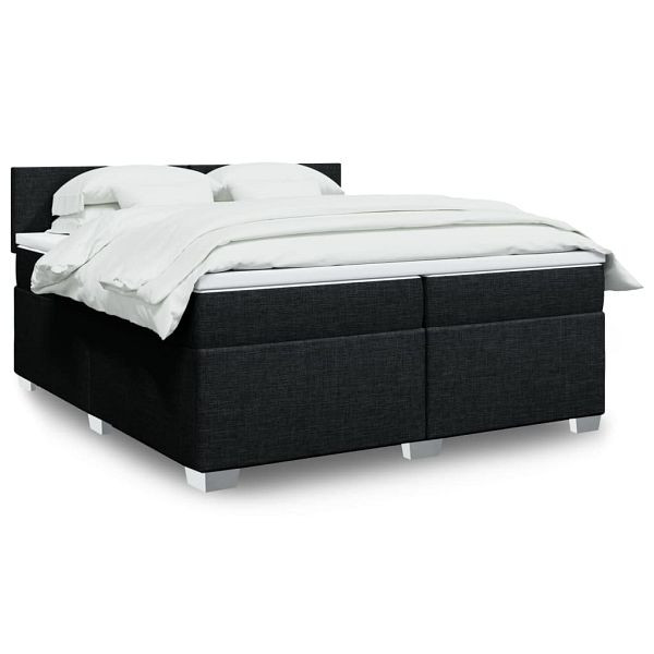 vidaXL Boxspringbett mit Matratze Schwarz 200x200 cm Stoff, 3288290