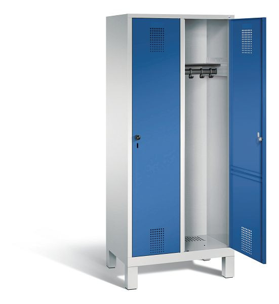 C+P Garderobenschrank Evolo, H1850xB810xT500mm, Farbe: Lichtgrau / Enzianblau, 48010-22 S10007
