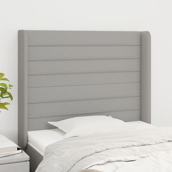 vidaXL Kopfteil mit Ohren Hellgrau 93x16x118/128 cm Stoff, 3119702