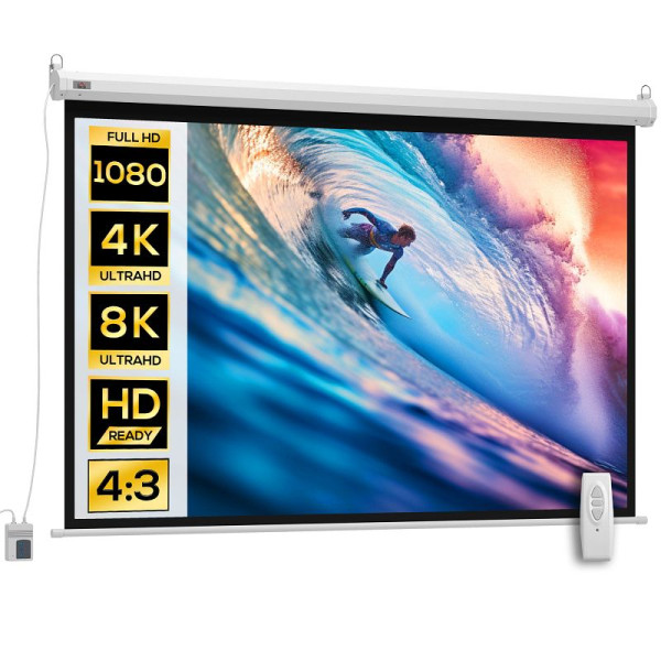 HOMCOM Beamer-Leinwand, inkl. Fernbedienung, 84 Zoll, 4:3 Format, 171x130 cm, Weiß, 001-004