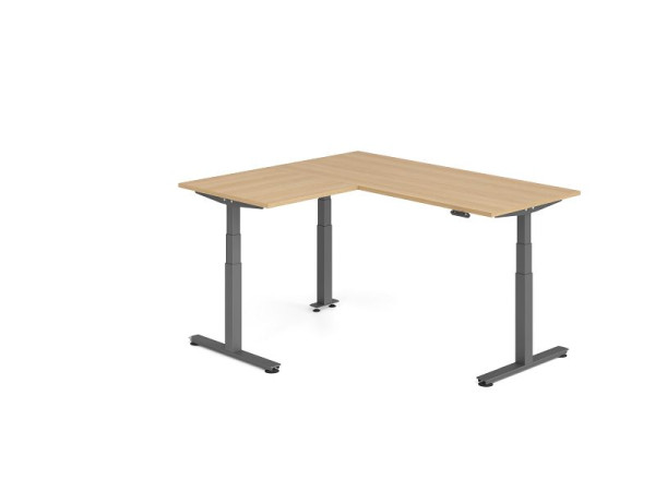 Hammerbacher Sitz-Steh-Winkeltisch 160x180cm Eiche/Graphit, VXDSMW1908/E/G