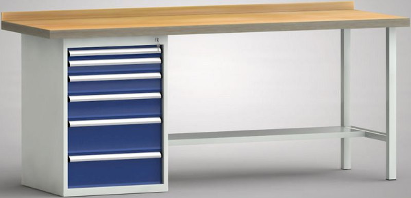 KLW Profi-Werkbank - 2000 x 700 x 905 mm L x T x H (ERGO-Version), links 50EA/75EA/100EA/125EA/2x175EA, WP184E-2000M45-E7029