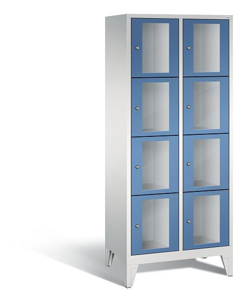 C+P Schließfachschrank Classic, 8 Fächer, H1850xB810xT500 mm, Grau/Fernblau, 8010A224 S10028