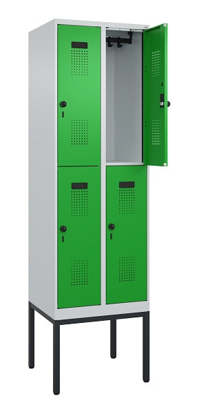 C+P Doppelstock-Spind Evolo PLUS, Gestell, 4 Fächer, 2120x600x500mm, 7035/6037, Drehriegel, 0493307-20 S10011