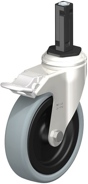 Blickle LKRXA-VPA 126G-11-FI-EXV12 Edelstahl-Apparate-Lenkrolle mit Expander & Feststeller, Vollgummi, Grau, 853296