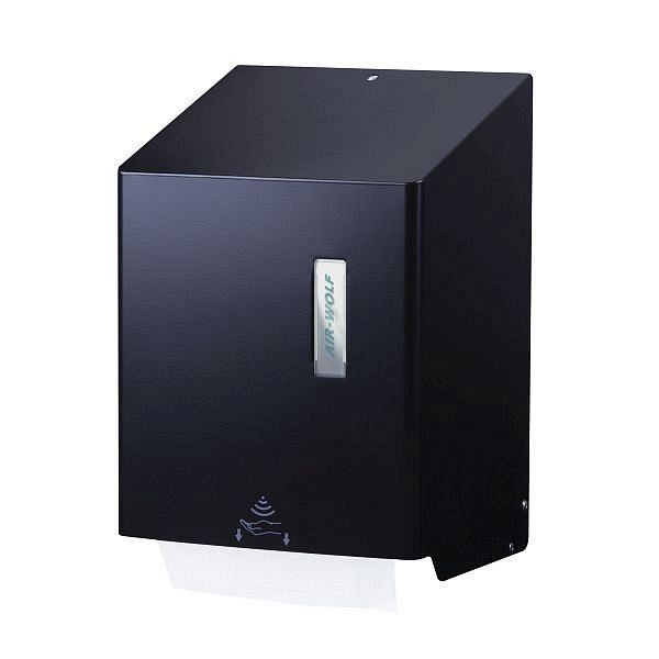 Air Wolf Automatischer Rollenhandtuchspender, Serie Omega, H x B x T: 406 x 278 x 211 mm, Edelstahl mattschwarz beschichtet, 29-524
