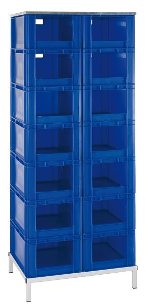 LA-KA-PE TR 14-0, Transport-Stapelkasten-Regal, 1960 x 815 x 607 mm, Kästen in blau, 07110 00 02