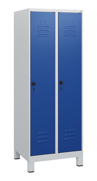 C+P Umkleidespind Classic PLUS, Füße, 2 Abteile, 1630x600x500mm, 7035/5010, Drehriegel, 0800105-20 S10003
