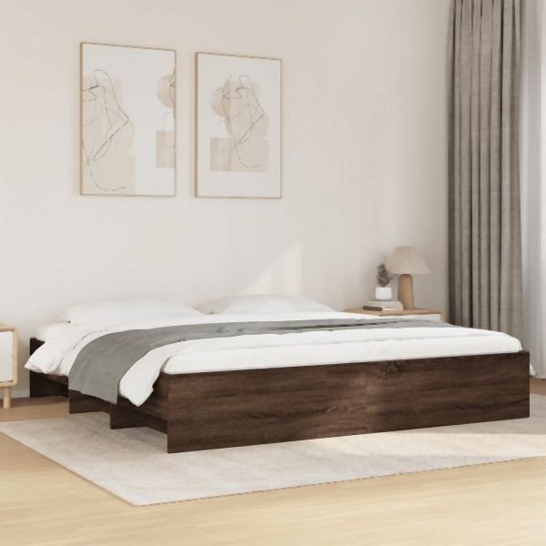 vidaXL Bettgestell Braun Eichen-Optik 200x200 cm Holzwerkstoff, 3295631