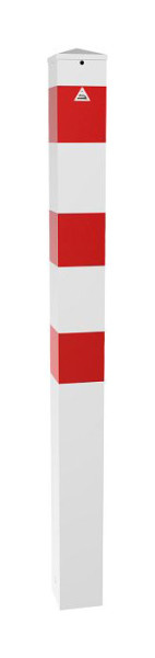 Schake Absperrpfosten Stahlrohr 100 x 100 x 3 mm ortsfest, zum Einbetonieren, feuerverzinkt und weiß beschichtet, 40100B