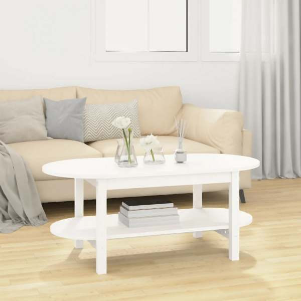 vidaXL Couchtisch Weiß 110x55x45 cm Massivholz Kiefer, 822288