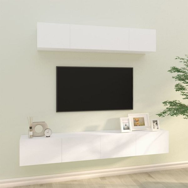 vidaXL 4-teilig TV-Schrank-Set Weiß Holzwerkstoff, 3114526