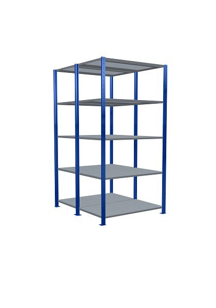 Schulte Grundregal, Steck-Doppelregal MULTIplus150, 2000 x 1000 x (2x600) mm, 2x5 Fachböden, Kreuzstrebe, RAL 5010 enzianblau/verzinkt, 32760-B