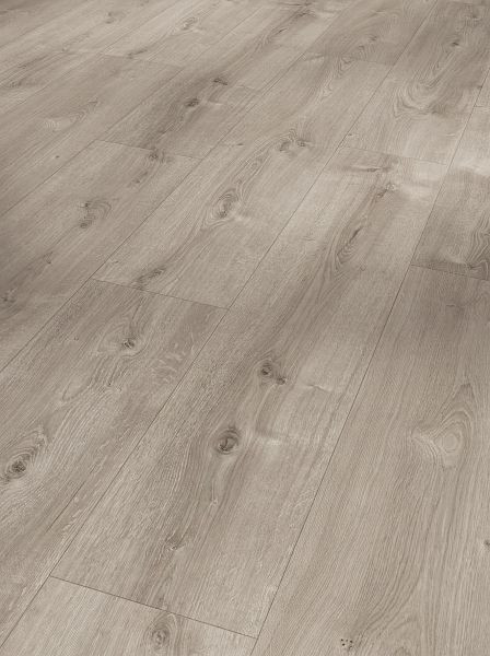 Parador Laminat Basic 600 Eiche Valere perlgrau gekälkt Landhausdiele Naturstruktur 4-seitige V-Fuge, VE: 7 Stück, 1744355