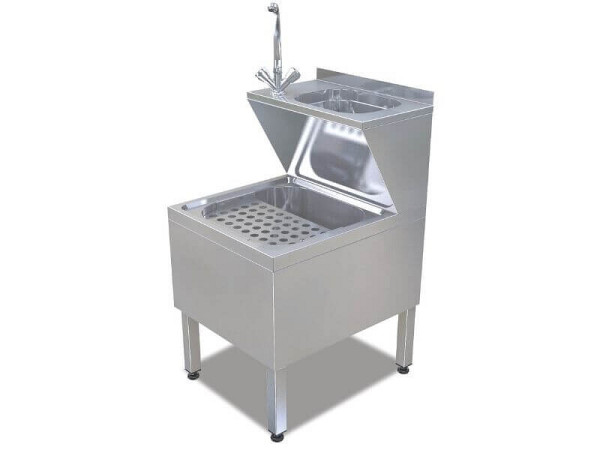 SGS Gastro Handwasch Ausgussbecken Kombi inkl. Armatur und Schmutzfangblech, 50x60 cm, PE5060