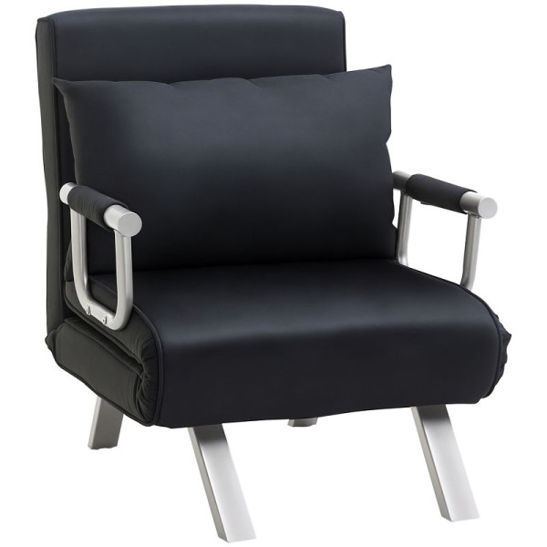 HOMCOM 3-in-1 Schlafsofa, Gästebett, Sessel inklusive Kissen, Schwarz, 833-487BK