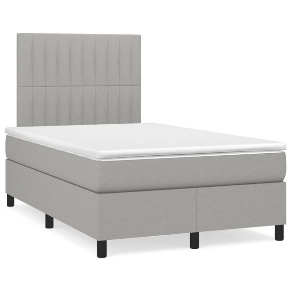 vidaXL Boxspringbett mit Matratze Hellgrau 120x190 cm Stoff, 3269895