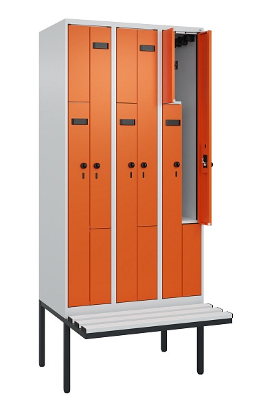 C+P Z-Spind Evolo PLUS, Bank, 6 Fächer, 2120x900x815mm, 7035/2004, Drehriegel, Material Sitzfläche Kunststoff, 0490437-306 S10056