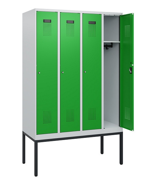 C+P Spind Evolo PLUS, Gestell, 4 Abteile, 1950x1200x500mm, 7035/6037, Zylinderschloss, 0490305-40 S10038