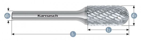 Karnasch Hartmetall-Frässtift unbeschichtet WRC/ HP-3 d1= 6,0 / l2= 18 / d2= 6 / l1= 60mm, VE: 3 Stück, 113021056