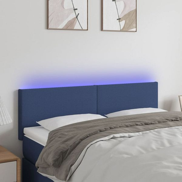 vidaXL LED Kopfteil Blau 144x5x78/88 cm Stoff, Füllung: Schaumstoff, 3121336