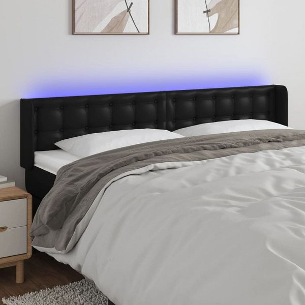 vidaXL LED Kopfteil Schwarz 183x16x78/88 cm Kunstleder, 3123338