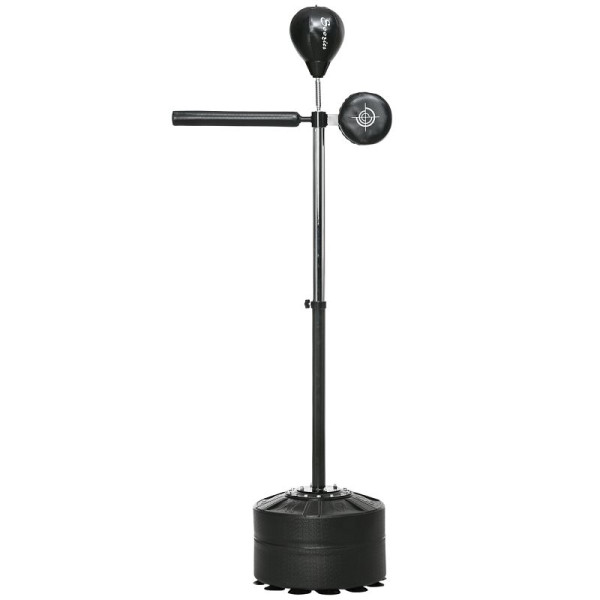 SPORTNOW Höhenverstellbarer Punchingball, 360° drehbar, inkl. Boxbandagen, Schwarz, 80,5 x 48 x 163-205 cm, A91-247V00BK