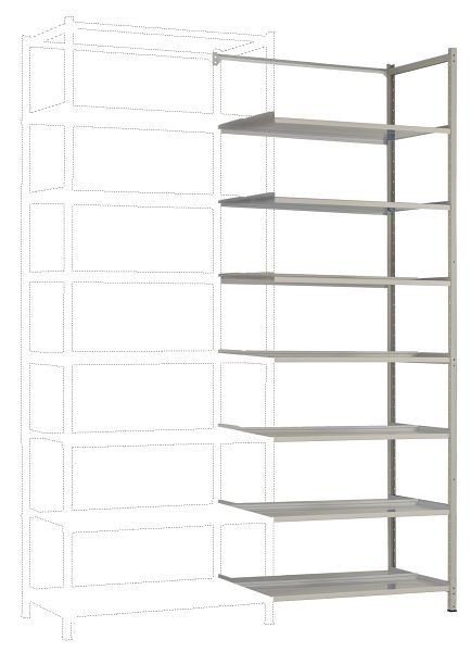 Manuflex Archivdoppel-Anbauregal mit 7 Stahlböden, HxBxT = 2600 x 930 x 600 mm, RA2246.7035