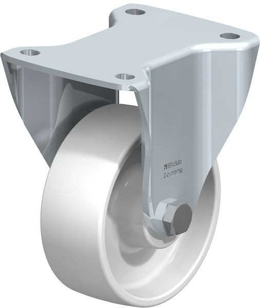 Blickle BH-PO 127R Stahlblech-Bockrolle, Schwerlast-Ausführung, mit Anschraubplatte, Polyamid, Weiß, 755784