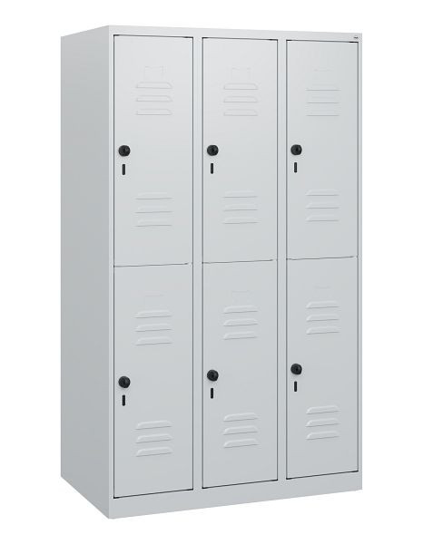 C+P Doppelstöckiger Spind Classic PLUS, 3 Abteile, 1530x900x500mm, 7035/7035, Drehriegel, 0803005-30 S10008