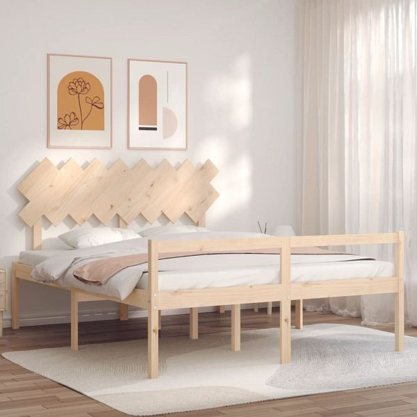 vidaXL Seniorenbett mit Kopfteil 160x200 cm Massivholz, 3195556