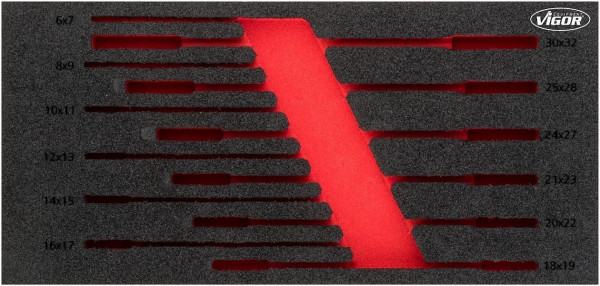VIGOR 2-Komponenten Weichschaum-Einlagen, Einlagenmaß / Schubladengröße: S (188 x 393 x 35 mm), Verwendung: V6721, V6721-L